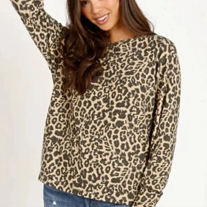 LNA Lepord print long sleeve top